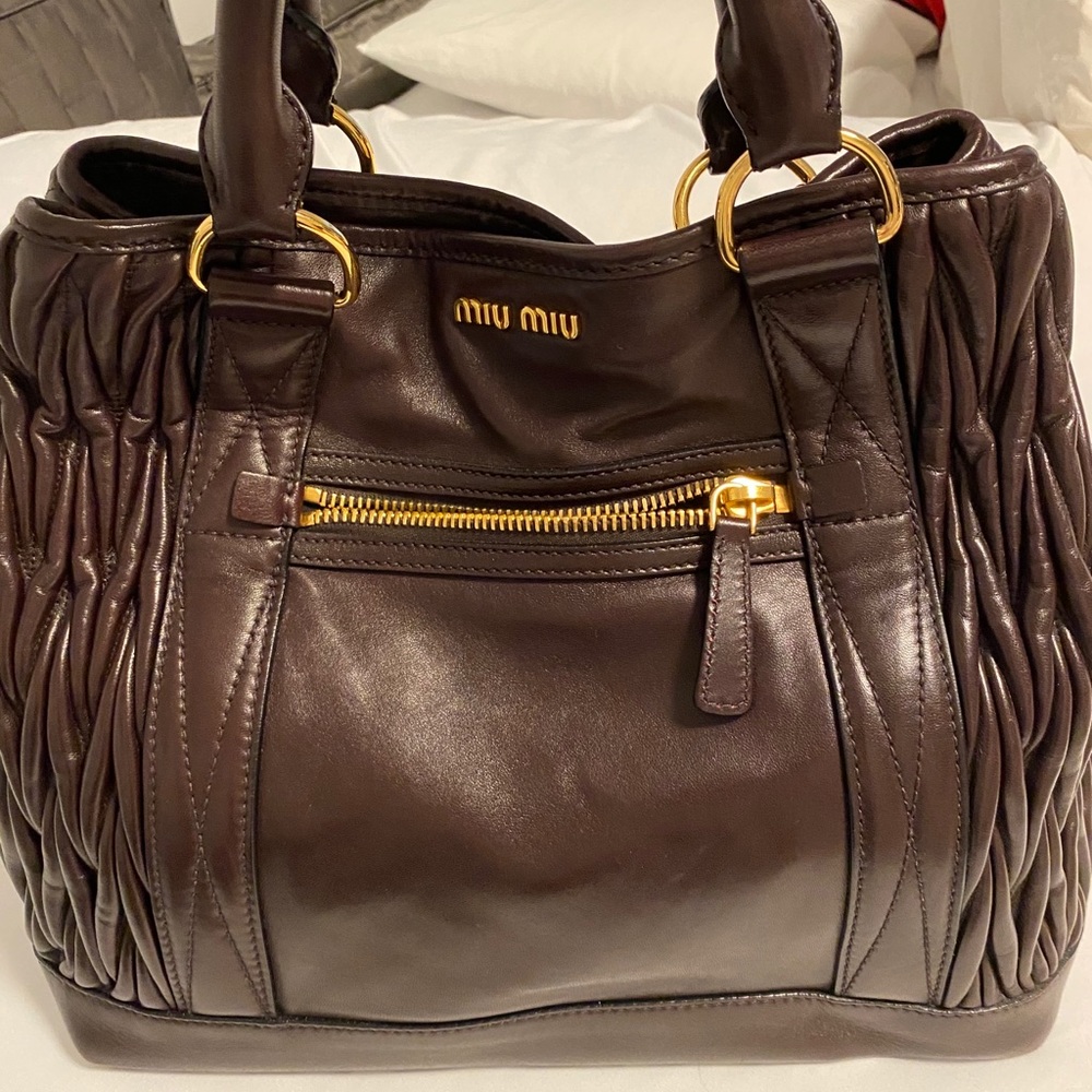 Miu Miu Brown Leather Tote Bag